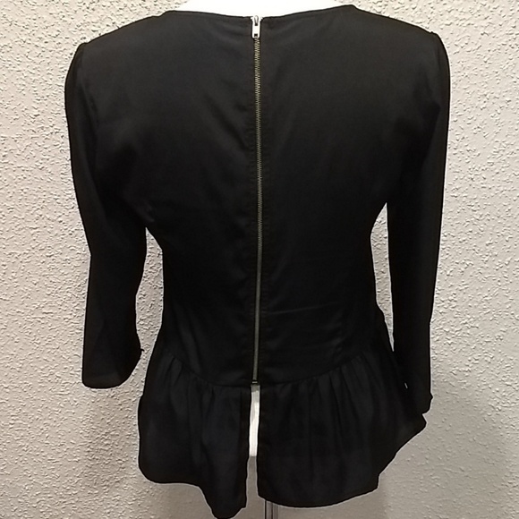 BLACK Peplum Boutique Blouse Size Small - Picture 5 of 5